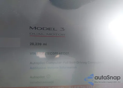 2023 Tesla Model 3 Performance Dual Motor All-Wheel Drive z USA, uszkodzony, nr VIN 5YJ3E1EC0PF461301